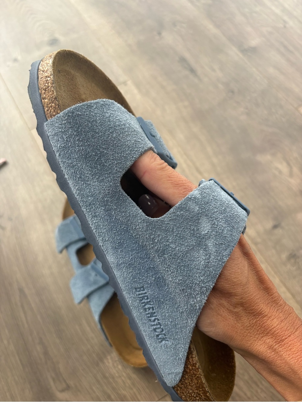 Birkenstock Arizona Suede Double-Strap Sandals in Light Blue - Picture 2 of 9